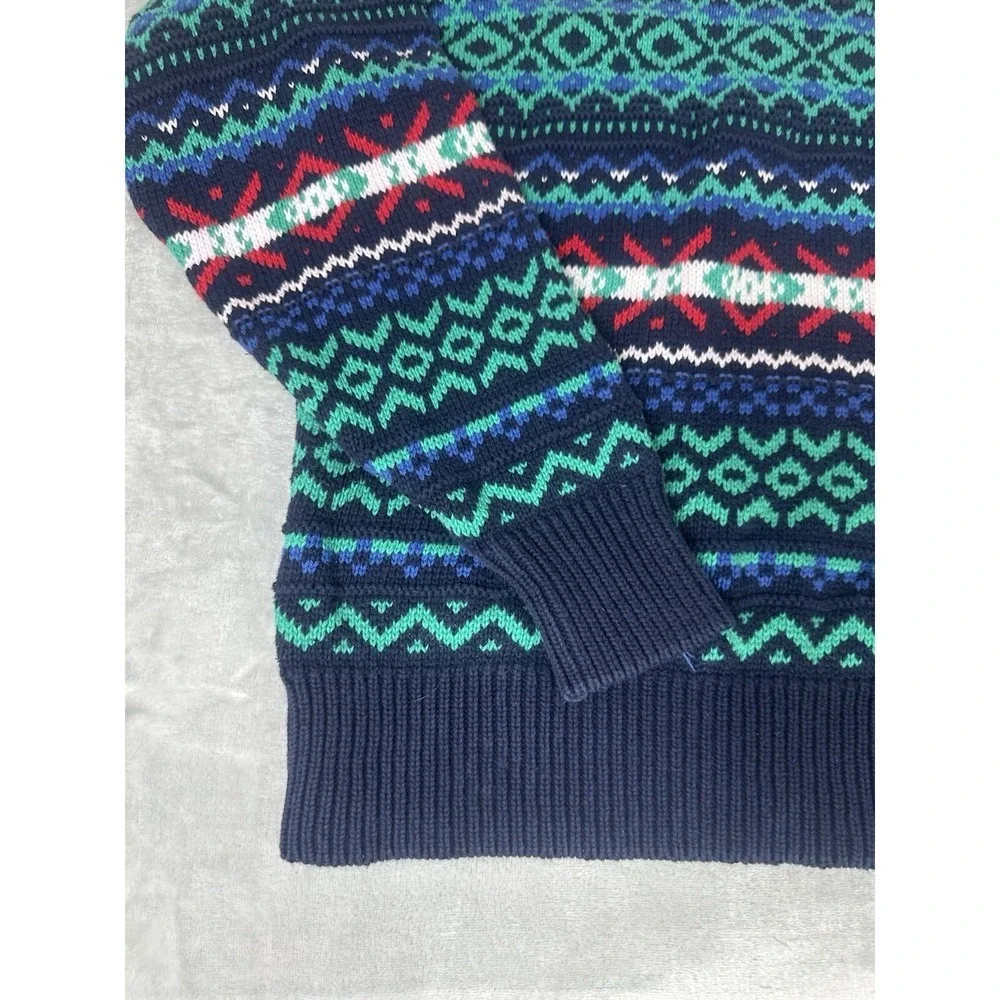 VTG Textured 3D Sweater Mens XL Blue Green‎ Y2K 90s Marc Lewis Chunky Grandpa